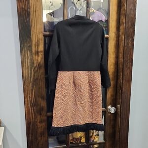 Black and Orange Long Sleeve Dress